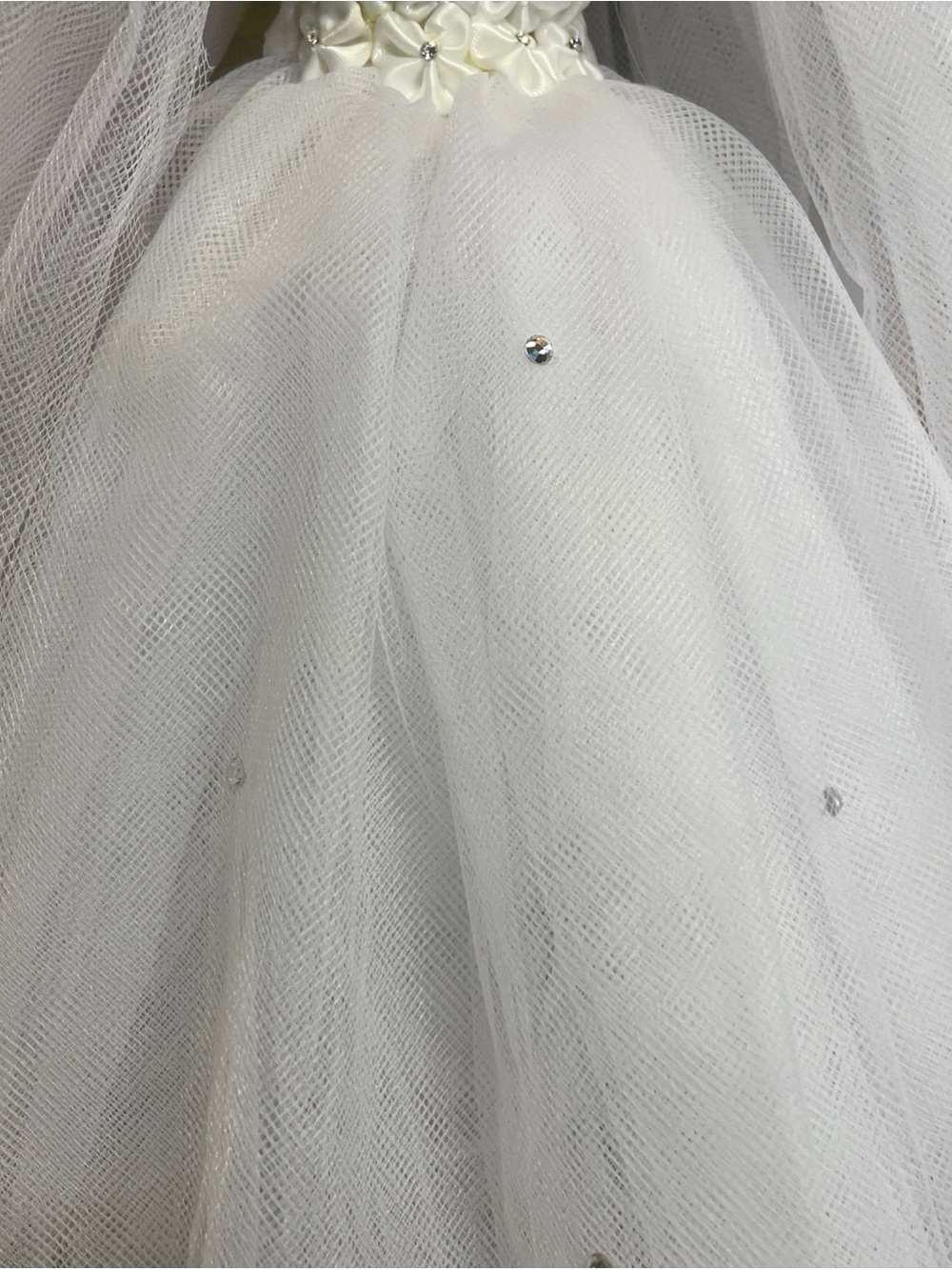 His & Hers White Wedding Gown & Veil on Wire Centerpiece Display Figure - Picture 3 of 9